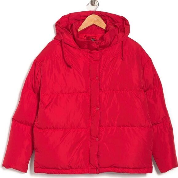 Rebecca Minkoff Zayne Puffer Jacket Color Red Hooded Size L - Picture 1 of 11